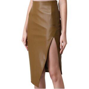 Off-White Leather Side Slit Pencil Skirt